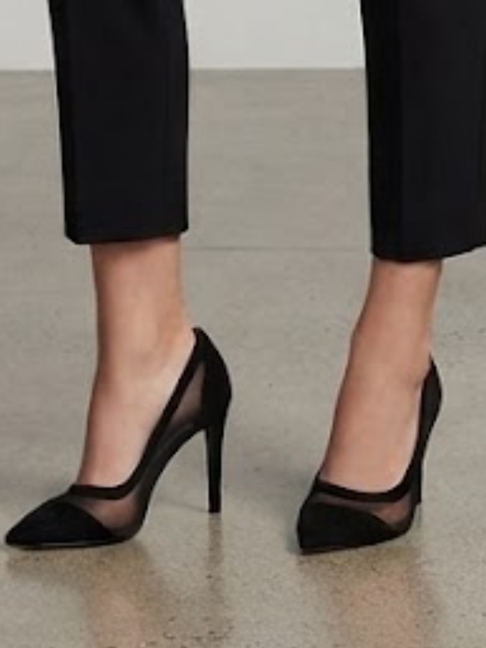 GBG Los Angeles Black Mesh Pointed Toe Stiletto Pumps